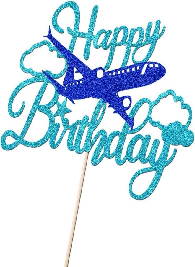 Confetti! Happy Birthday Glitter Airplane Cake Topper | Airplane Birthday Party Decorations | Adventure Awaits | Boys Girls Men | Plane Travel Airman Theme | Kids Birthday Baby Shower Party - Image 3